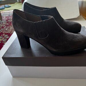 ANYI LU Handmade In Italy Brown Natalie Suede Block Heel Ankle Bootie Shoes 38.5